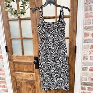 NWT Banana Republic Zebra Sheath Dress Black White‎ Sleeveless Size 2 Mobwife